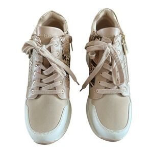 Aldo Womens Beige Snakeskin Print Wedge Platform Sneakers Streetwear Chic 8.5